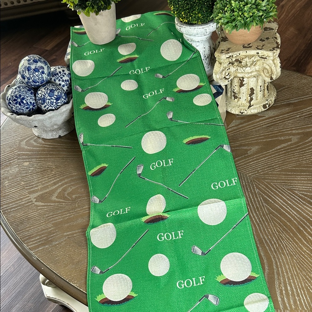 NEW! Green Golf Themed Dining Table Runner